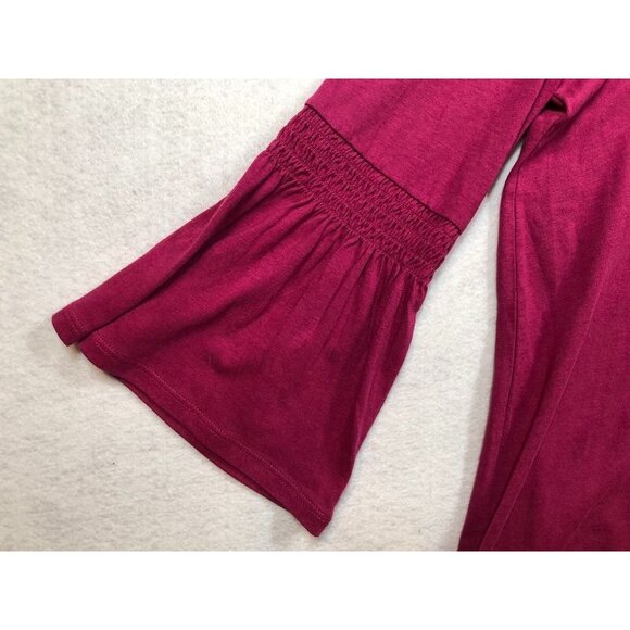 J.Jill Tunic Top Fuchsia Sangria Pink 3/4 Bell Sleeve Oversized Womens Small S - Picture 4 of 8
